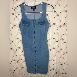 CETTOI Blue Denim Button-Down Dress